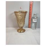 Carnival Glass Marigold Iris & Herringbone Vase