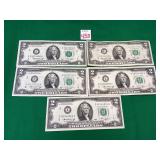 5 - 1976 Series $2 Bills