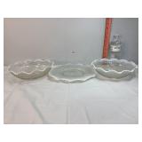 Fenton Hobnail Opalescent Moonstone Bowls & Plate