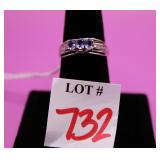 10k White Gold w/Purple Stone Sz 7 Ring