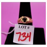 14k Mens Ring w/Blue Stone Sz 9.5