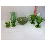 Vtg Green Carnival & Depression Glass