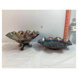 Amethyst Carnival Glass Ruffled Bowls