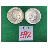 2 -1964 Kennedy Half Dollars