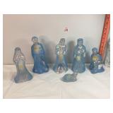 Fenton Iridescent Glass Nativity Figures