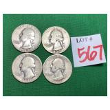 2 - 1936 & 2 - 1947 Washington Quarters