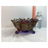 Carnival Glass Footed Fruit Bowl