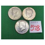 2 - 1966 & 1 - 1968 Kennedy Half Dollars