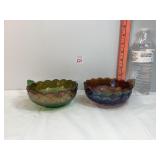 Carnival Glass Poppy Smokey Nappy Dishes