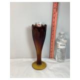 Amber Carnival Glass Vase