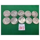 10 - 1973 Kennedy Half Dollars