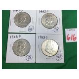 4 - 1963 Franklin Half Dollars