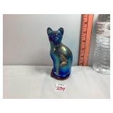 Fenton Blue Iridescent Stylized Cat