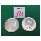 2 - 1964 Kennedy Half Dollars