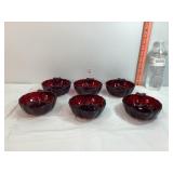 Ruby Red Glass Leaf Bowls