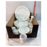 Milk Glass Platters, Vase, Bowls & Misc
