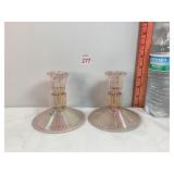 Fenton Pink Iridescent Candle Holders