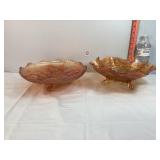 Fenton Stag & Holly Marigold Footed Bowls