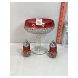 Ruby Pedestal & S&P Shakers