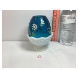 Fenton Turquoise Blue & Milk Glass Fairy Lamp