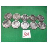 10 - 1971 Kennedy Half Dollars