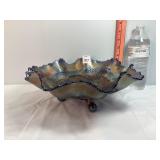 Carnival Glass Chrysanthemum Windmill Footed Bowl