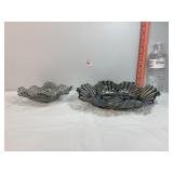 Smokey Gray Carnival Glass Bowls