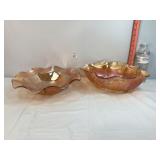 Marigold Carnival Glass Ruffled Bowls