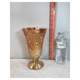 Marigold Carnival Glass Iris & Herringbone Vase