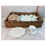 Milk Glass Cups, Saucers & Plates