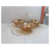 Marigold Iridescent Carnival Glass Footed Bowls