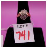 10k Ring w/Baggette Diamonds Sz 7