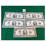 5 - 1995 Series $2 Bills