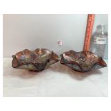 Amethyst Carnival Glass Thistle Ruffled Bowls