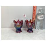 Fenton Red Hand Painted Votive Candle Holders