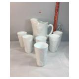 Harvest Grape Milk Glass Pitcher & Tumblers