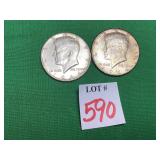 2 -1964 Kennedy Half Dollars