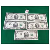 5 - 1995 Series $2 Bills