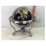 14" Black Onyx Gemstone Globe w/Compass & Stand