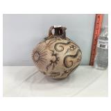 Handmade Numbered Pottery Octopus Motif Flask