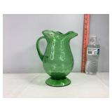 Green Crackle Glass Pitcher