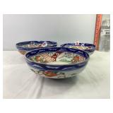 3 Japanese Imari Porcelain Bowls