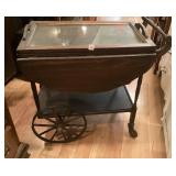 Antique Teacart w/Glass Top Tray