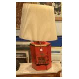 Vintage Chinoiserie Hexegon Hand Painted Lamp