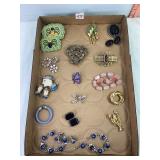 Asst Costume Pins & Earrings Sets & Single Pins