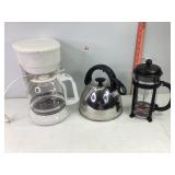 Coffee Maker, Tea Kettle & French Press