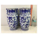 B&W Dragon Design Chinese Vases
