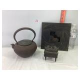 Cast Iron Pot w/Lid & Decor
