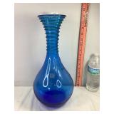 Blenko Cobalt Blue w/Green Spiral Vase