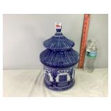 Blue & White Pagoda Temple Jar